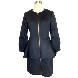 Loeffler Randall Women's Wool and Cashmere
Black Peplum Coat with Zipper Front